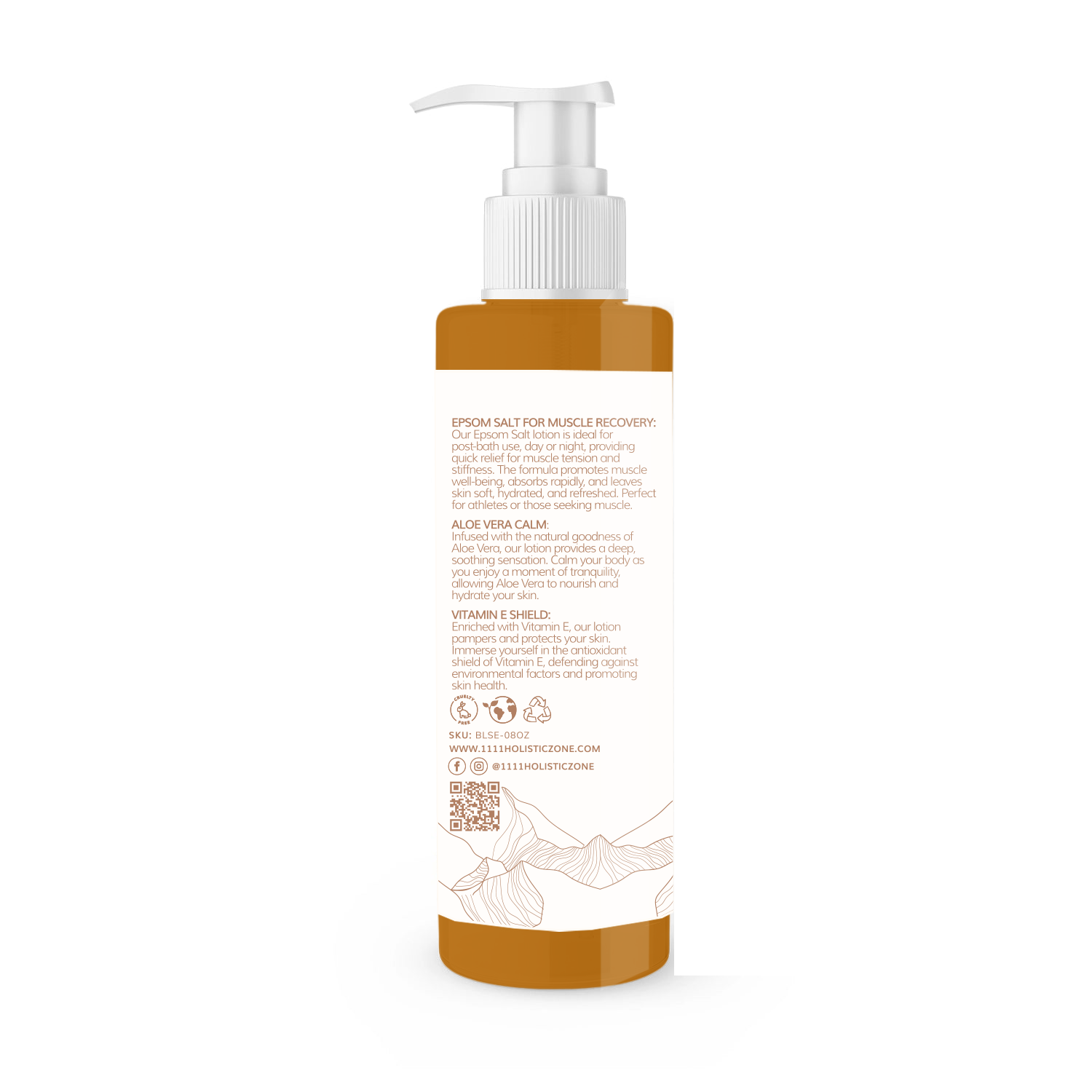 1111 Holistic Zone BODY LOTION MUSCLE RECOVERY with Epson Magnesium Salt, Sage Essential Oil, Vitamin E and Alohe Vera for Woman and Men