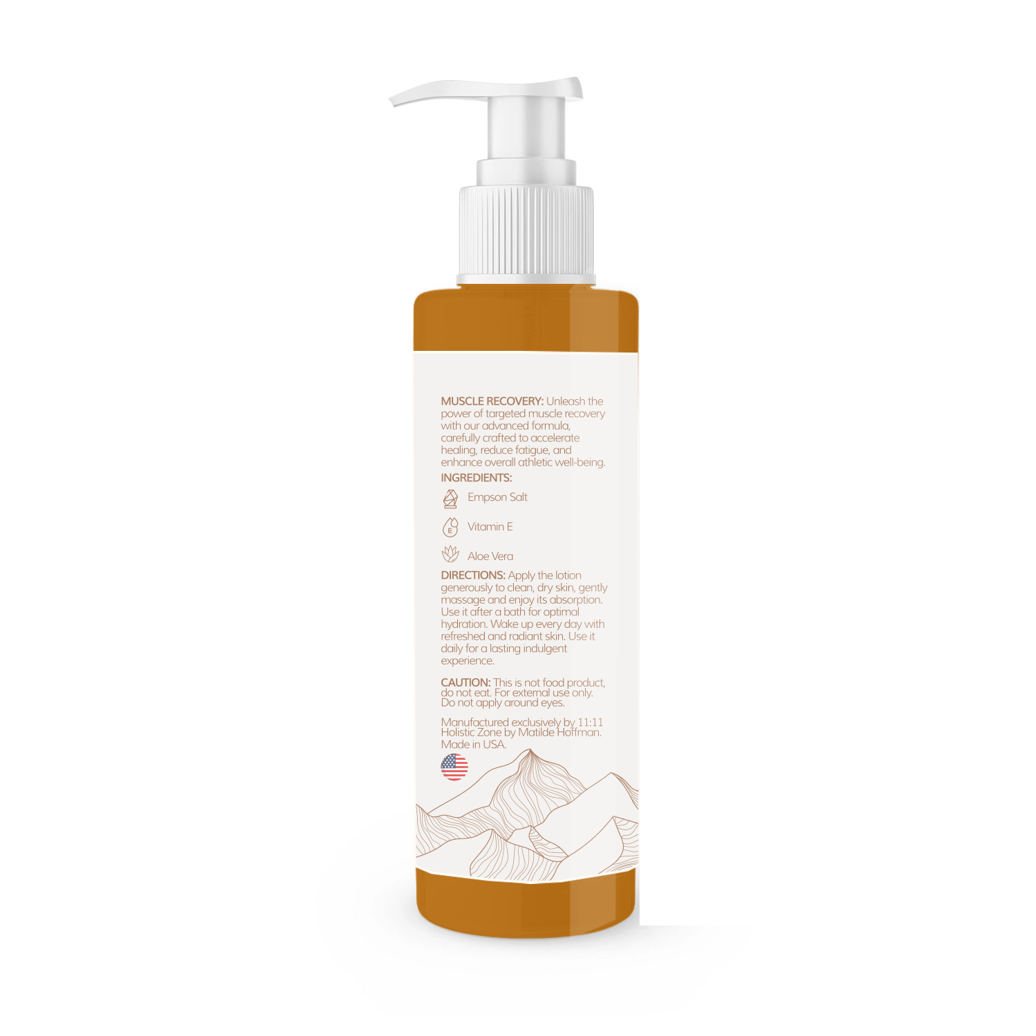 1111 Holistic Zone BODY LOTION MUSCLE RECOVERY with Epson Magnesium Salt, Sage Essential Oil, Vitamin E and Alohe Vera for Woman and Men