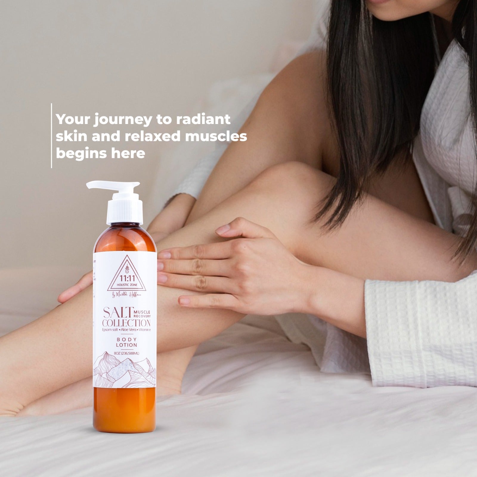 1111 Holistic Zone BODY LOTION MUSCLE RECOVERY with Epson Magnesium Salt, Sage Essential Oil, Vitamin E and Alohe Vera for Woman and Men