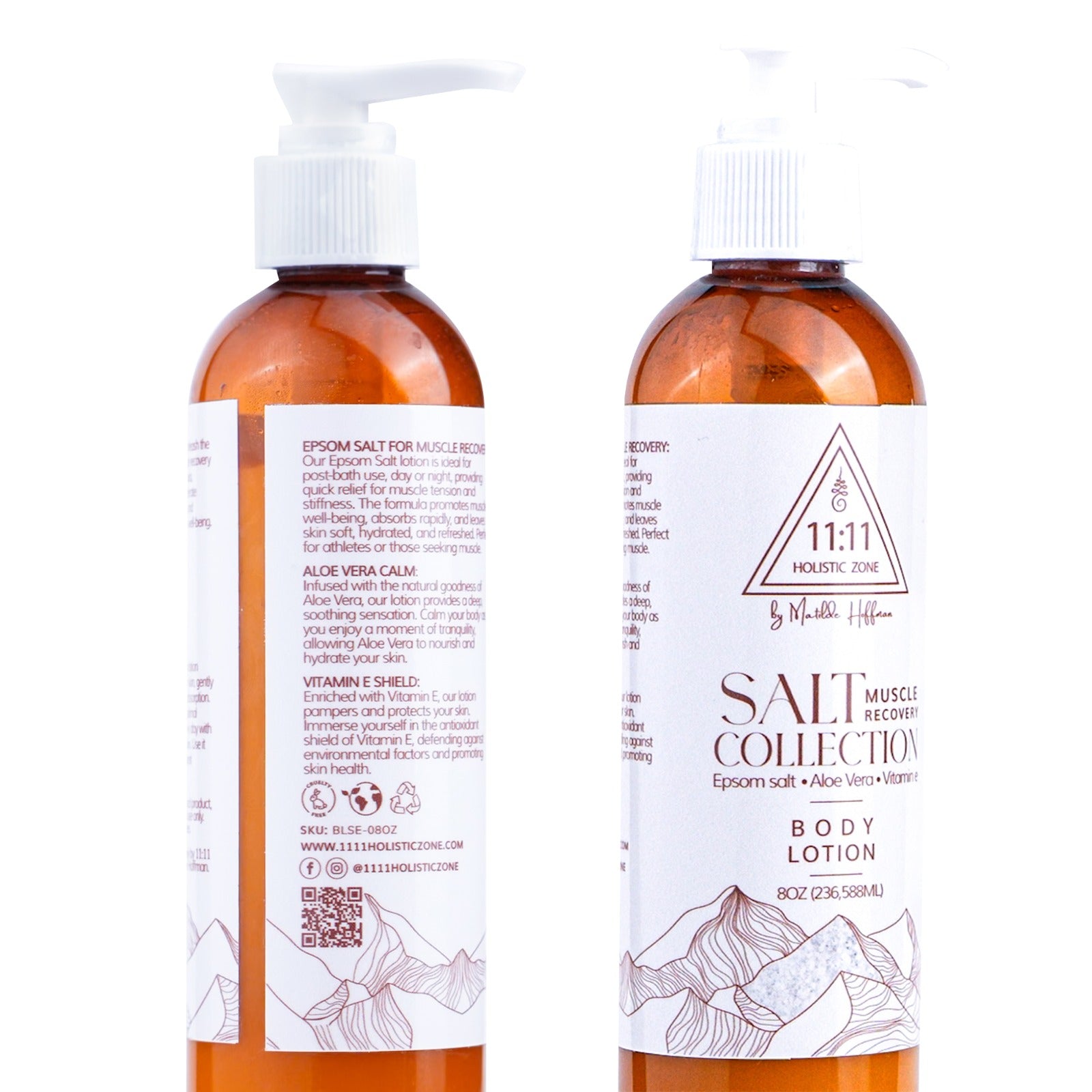 1111 Holistic Zone BODY LOTION MUSCLE RECOVERY with Epson Magnesium Salt, Sage Essential Oil, Vitamin E and Alohe Vera for Woman and Men