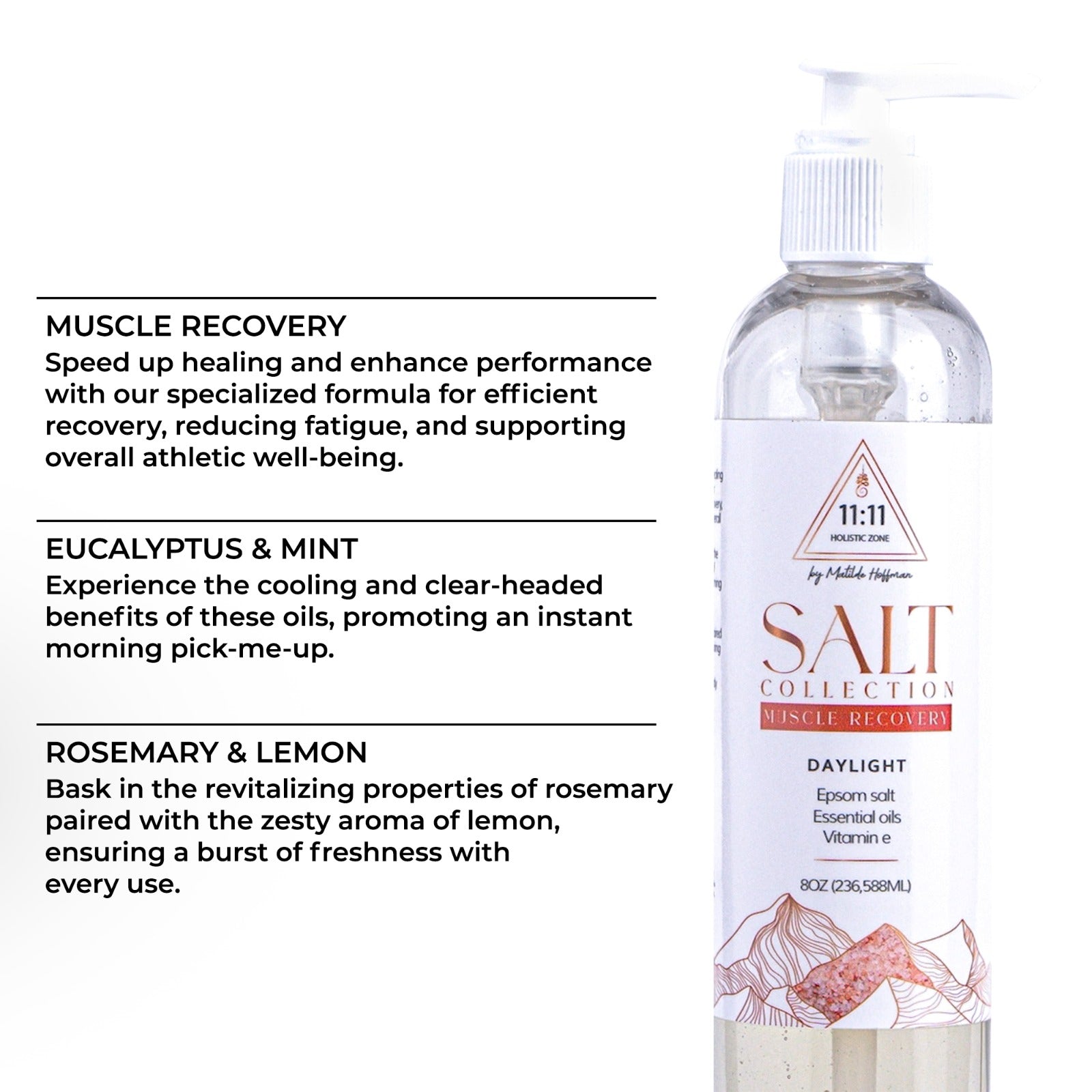1111 Holistic Zone Body and hands Wash Liquid Soap Daylight Epson Magnesium Salt Muscle Recovery Vitamin E Eucalyptus & Mints Essential Oils