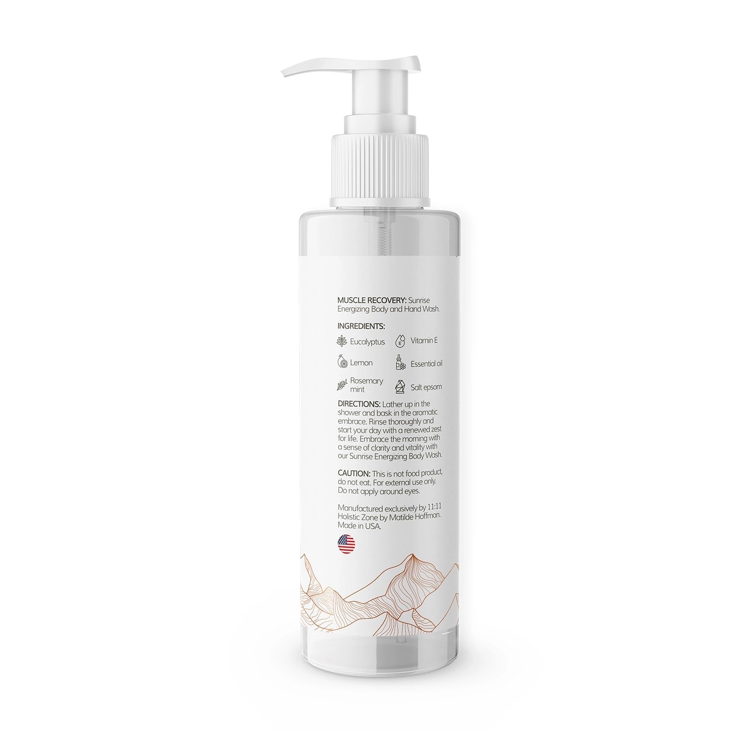 1111 Holistic Zone Body and hands Wash Liquid Soap Daylight Epson Magnesium Salt Muscle Recovery Vitamin E Eucalyptus & Mints Essential Oils