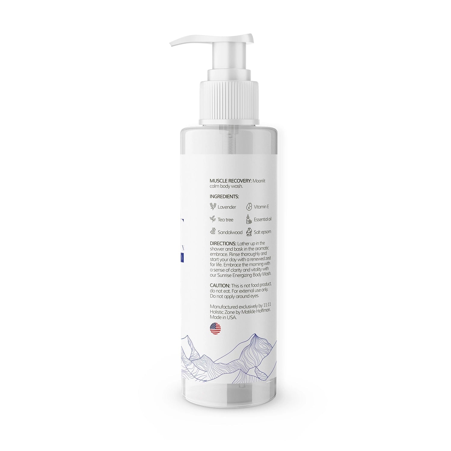 1111 Holistic Zone Body and Hands Wash Liquid Soap Moonlight Pure Epson Magnesium Salt Muscle Recovery Vitamin E Lavander and Tea tree Essential Oils